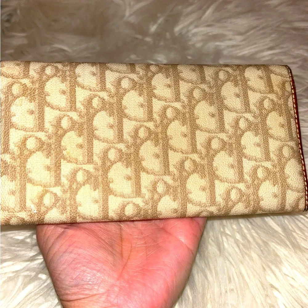 Rare CHRISTIAN DIOR Vintage Trotter Monogram Pattern Long Bifold Wallet